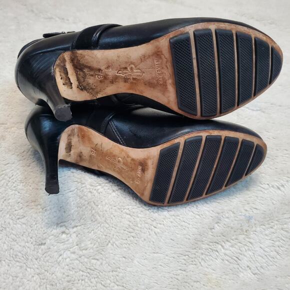 Cole Haan Nike Air Black Leather Strappy Dressy Office Stiletto HIgh Heel Boot 7 - Picture 4 of 13